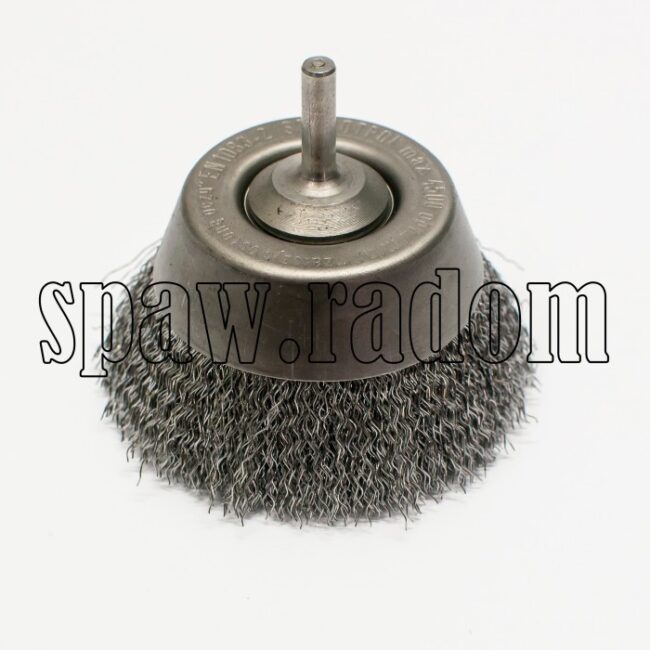 Szczotka doczołowa stalowa fi 80 na trzpieniu fi 6 (S0025) - zdjecie numer 1