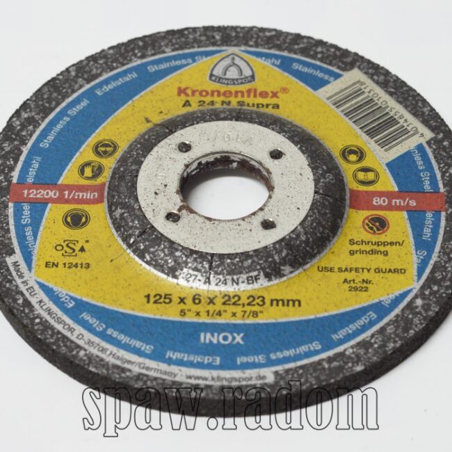 Tarcza do szlifowania inox A24N Supra 125x6,0x22 KLINGSPOR (K0025) - zdjecie numer 1