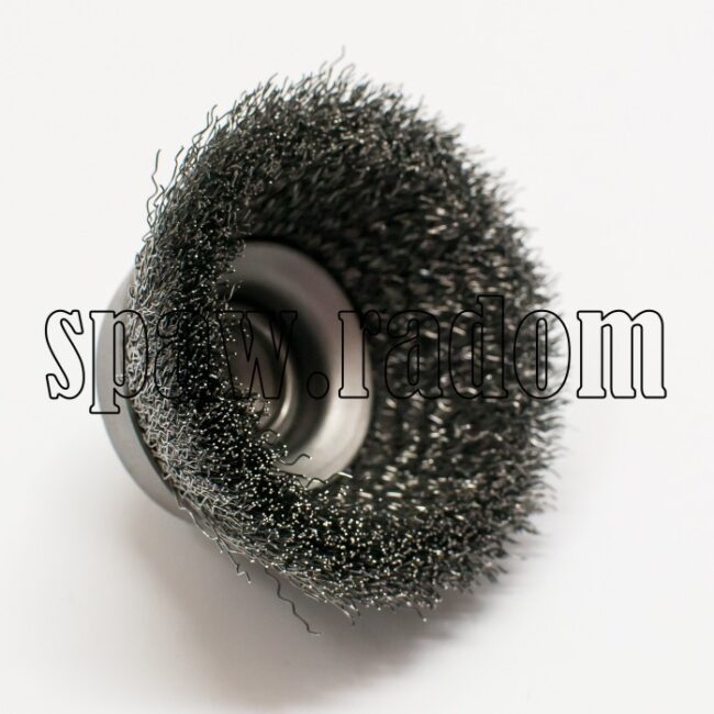 Szczotka doczołowa stalowa fi 80 na trzpieniu fi 6 (S0025) - zdjecie numer 2