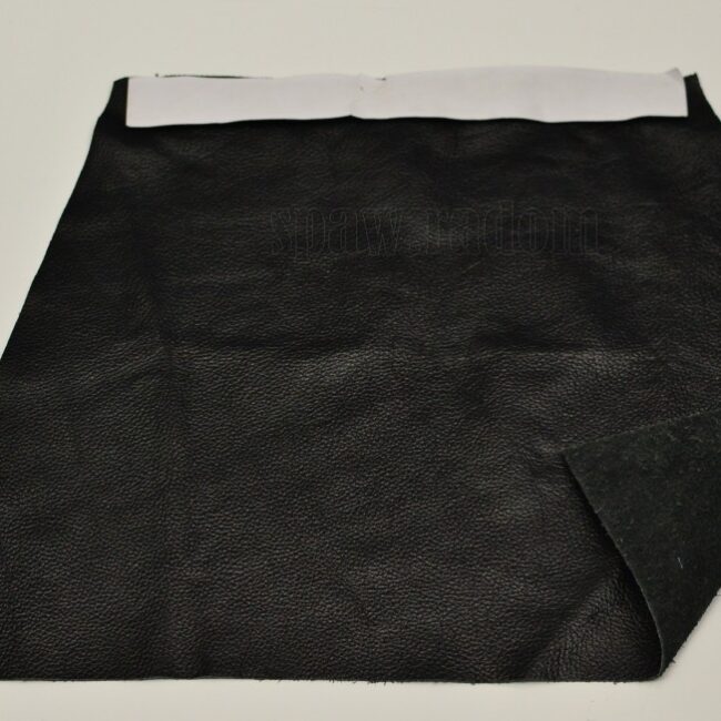 Czarna, skórzana osłona przodu szyi z licowej skóry wieprzowej (W0011) - zdjecie numer 2