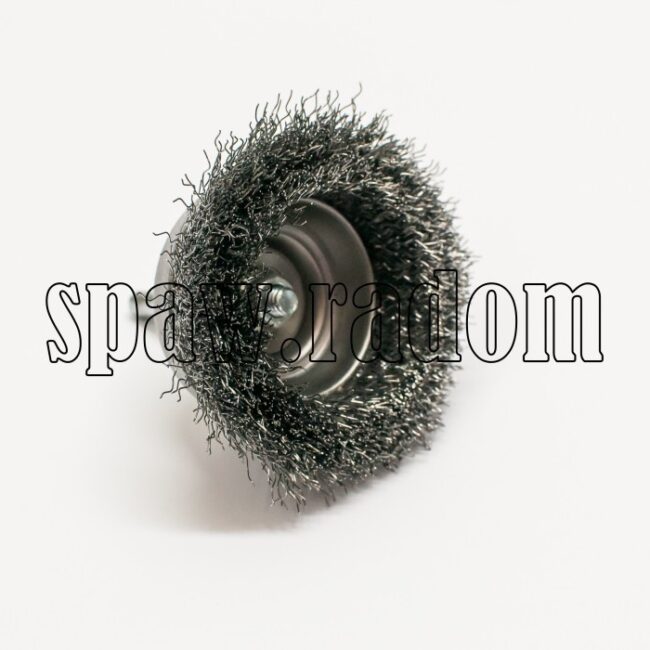 Szczotka doczołowa stalowa fi 60 na trzpieniu fi 6 (S0024) - zdjecie numer 2