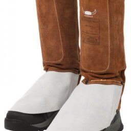 Skórzany nagolennik spawalniczy z nastopnikiem z dwoiny bydlęcej (para) - Lava Brown 36cm dł. (W0099) - zdjecie numer 1