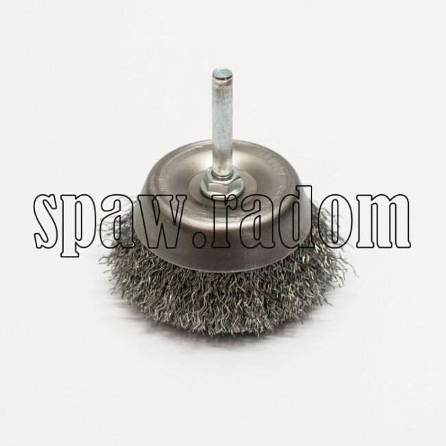 Szczotka doczołowa stalowa fi 60 na trzpieniu fi 6 (S0024) - zdjecie numer 1