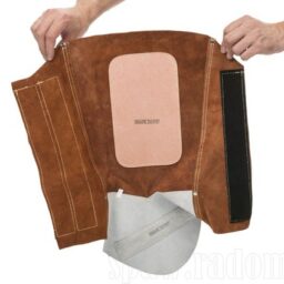 Skórzany nagolennik spawalniczy z nastopnikiem z dwoiny bydlęcej (para) - Lava Brown 36cm dł. (W0099) - zdjecie numer 2