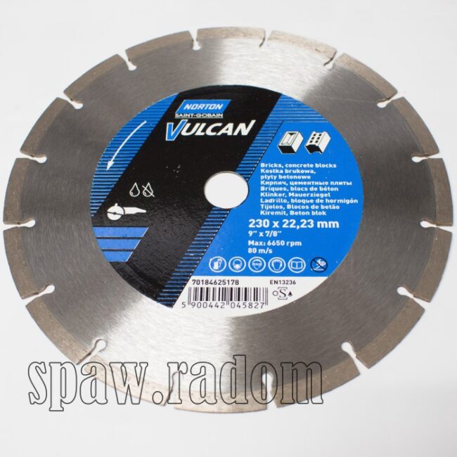 Tarcza diamentowa Vulcan Universal 230 x 22,23 NORTON (N0081) - zdjecie numer 1