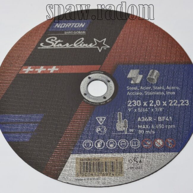 Tarcza do cięcia metal/inox Starline 230 x 2.0 x 22.23 NORTON (N0040) - zdjecie numer 1