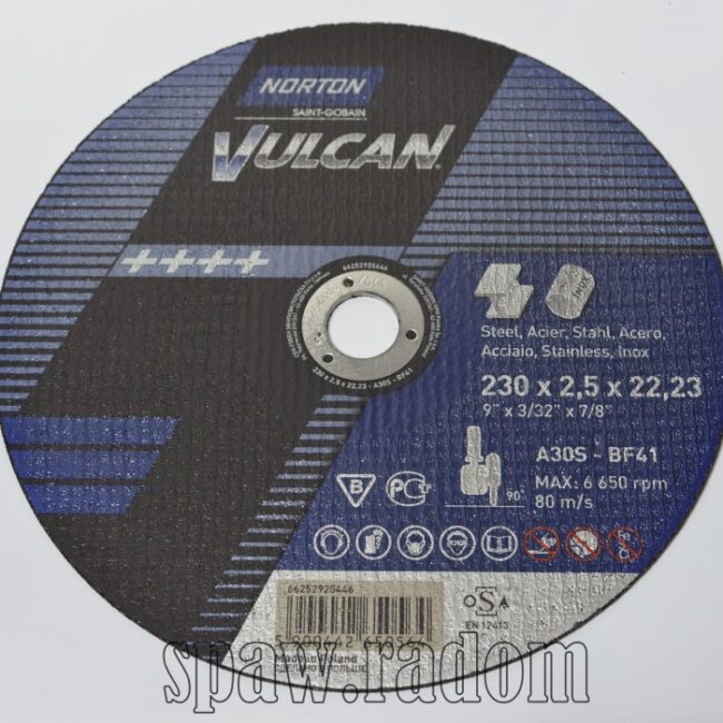 Tarcza do cięcia metal/inox Vulcan 230x2.5x22.23 NORTON (N0056) - zdjecie numer 1