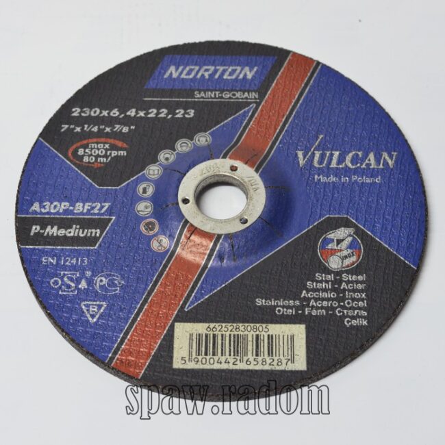 Tarcza do szlifowania metal/inox Vulcan 230x6.4x22.23 NORTON (N0044) - zdjecie numer 1