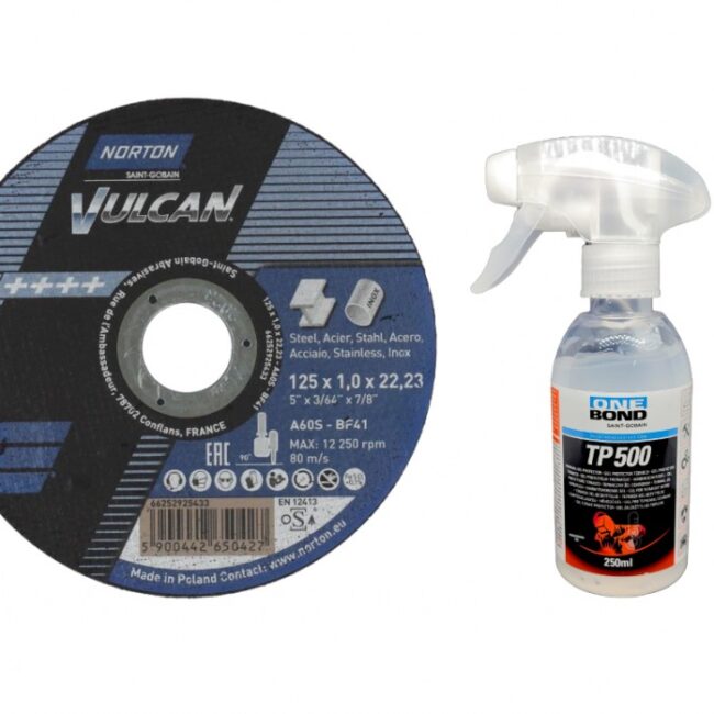 Tarcza do cięcia metal/inox Vulcan 125x1.0x22.23 (zestaw 100szt.) + płyn termiczny NORTON (N9566) - zdjecie numer 1