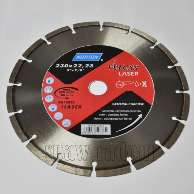 Tarcza diamentowa do betonu Vulcan Laser 230 x 22,23 NORTON (N0103) - zdjecie numer 1