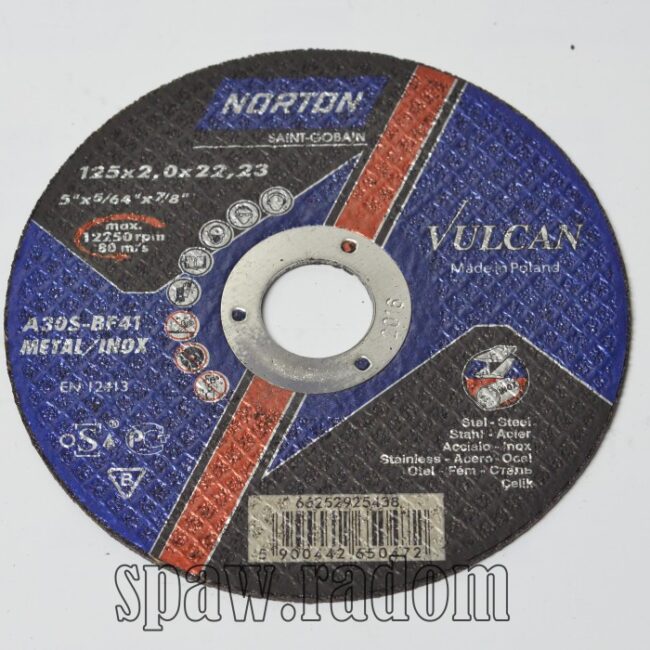 Tarcza do cięcia metal/inox Vulcan 125x2.0x22.23 NORTON (N0051) - zdjecie numer 1
