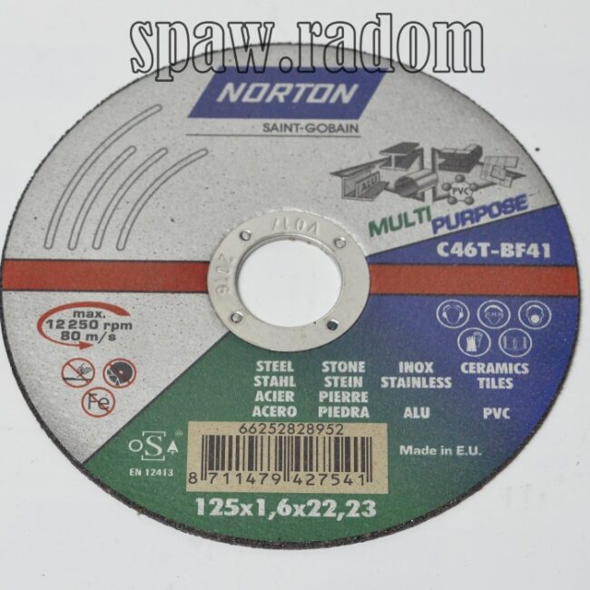 Tarcza do cięcia uniwersalna MULTI-PURPOSE 125x1.6x22.23 NORTON (N0071) - zdjecie numer 1