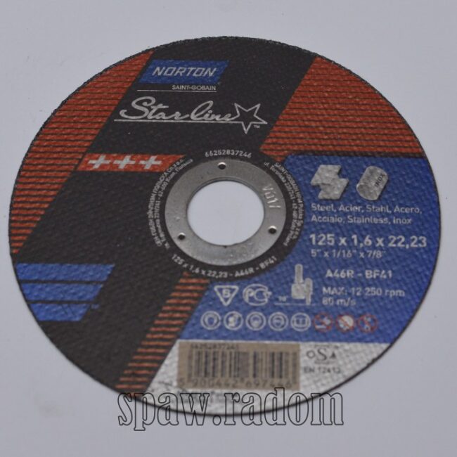 Tarcza do cięcia metal/inox Starline 125 x 1.6 x 22.23 NORTON (N0039) - zdjecie numer 1
