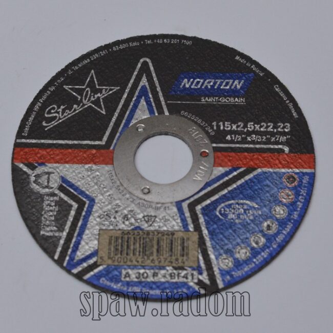 Tarcza do cięcia metalu Starline 115x2.5x22.23 NORTON (N0025) - zdjecie numer 1